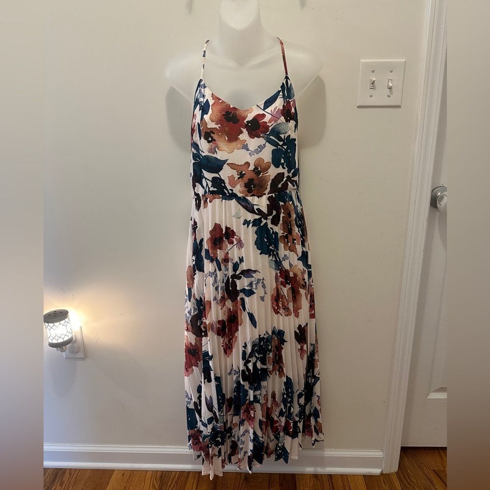 A New Day Floral Midi Slip Dress Easter Spring Summer White Medium M - Picture 3 of 8